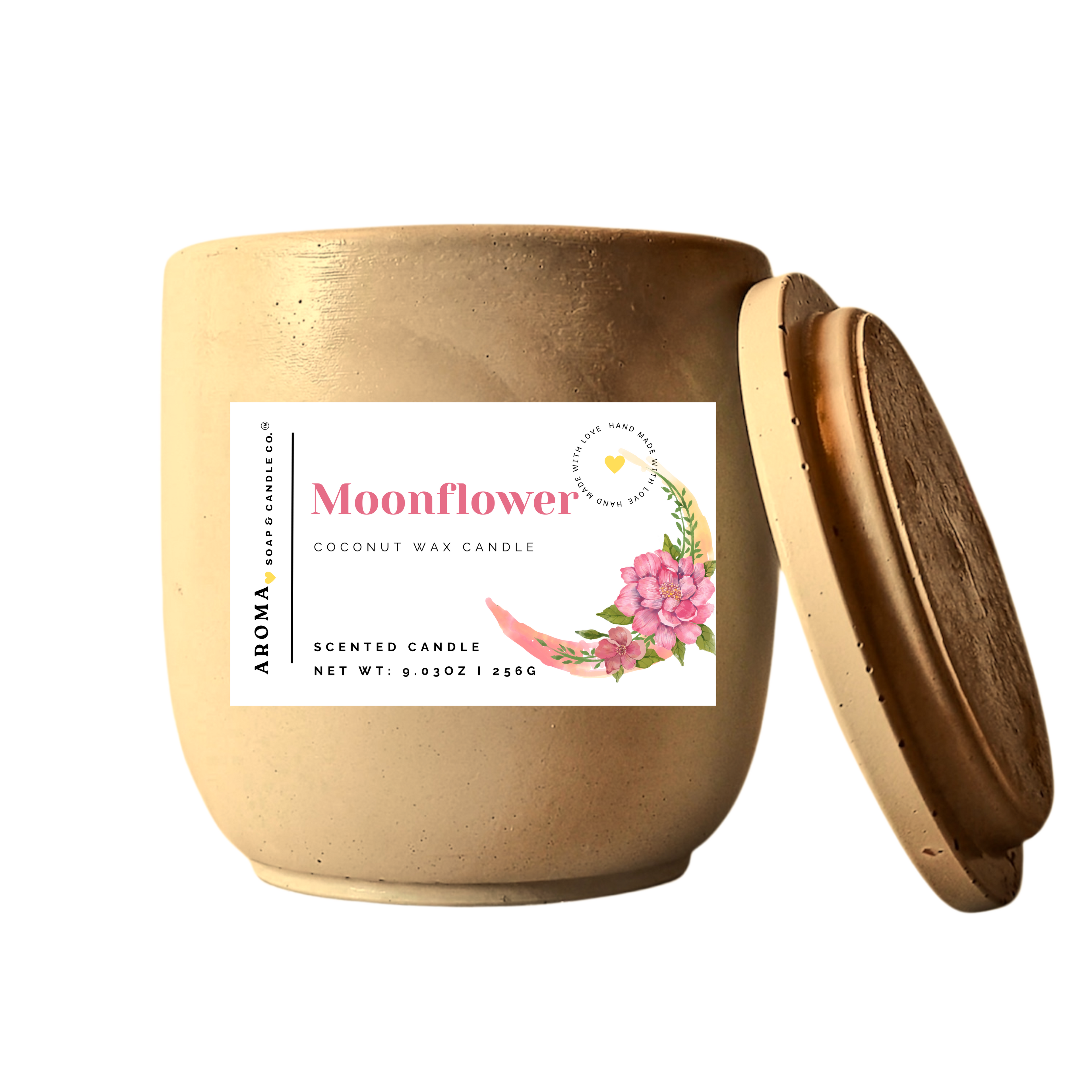 Moonflower Concrete Jar Candle