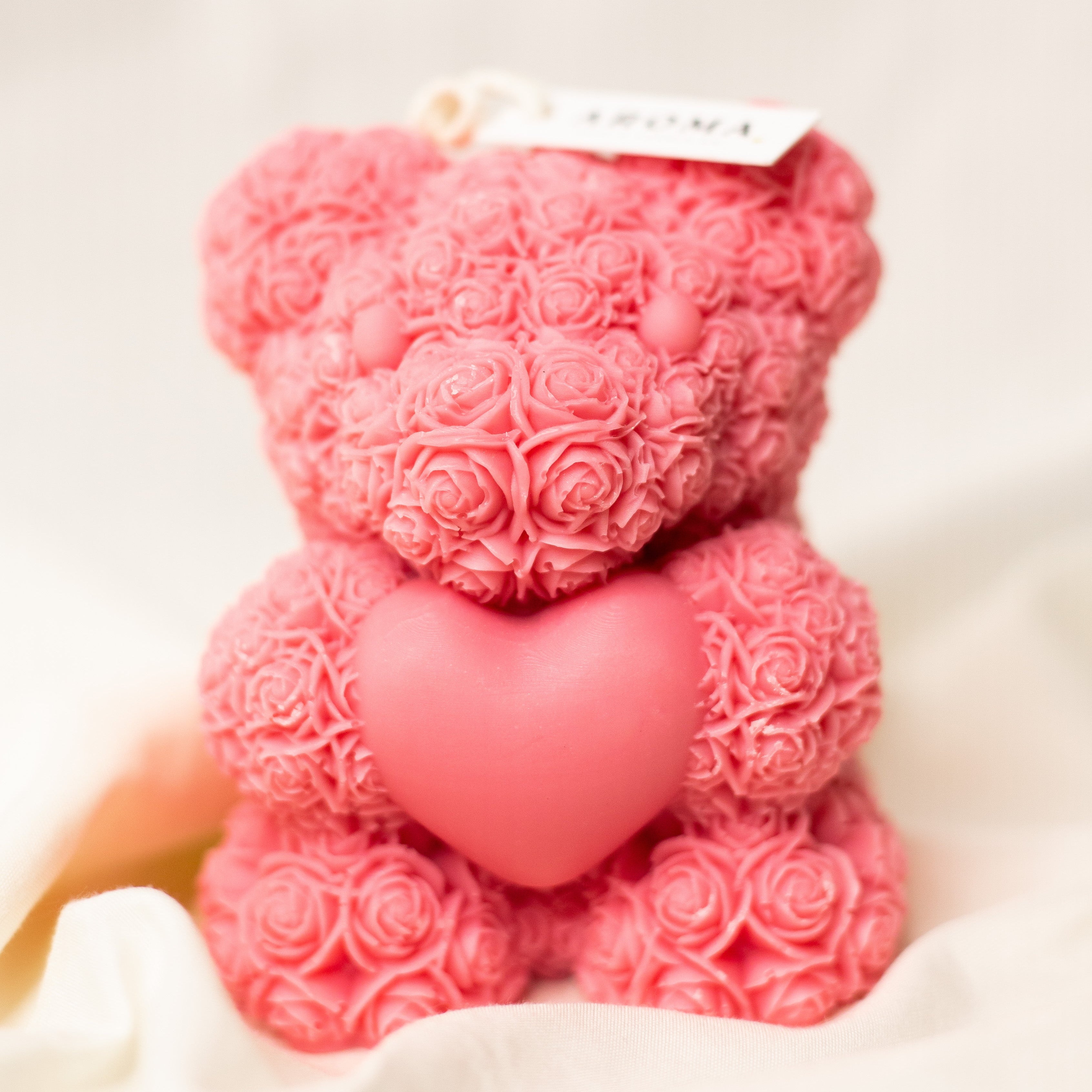 Pink Sand Love Rose Bear Candle