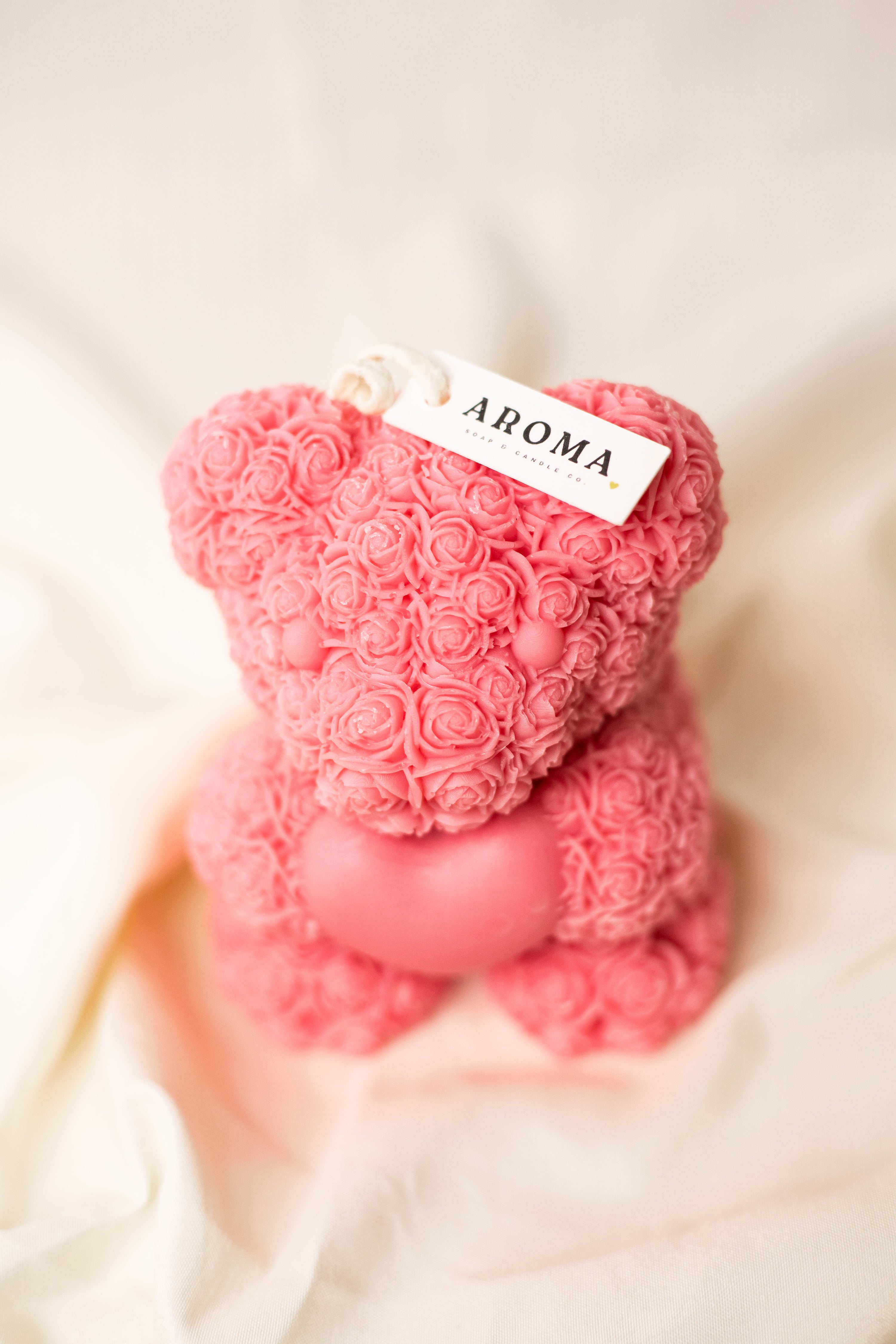 Pink Sand Love Rose Bear Candle