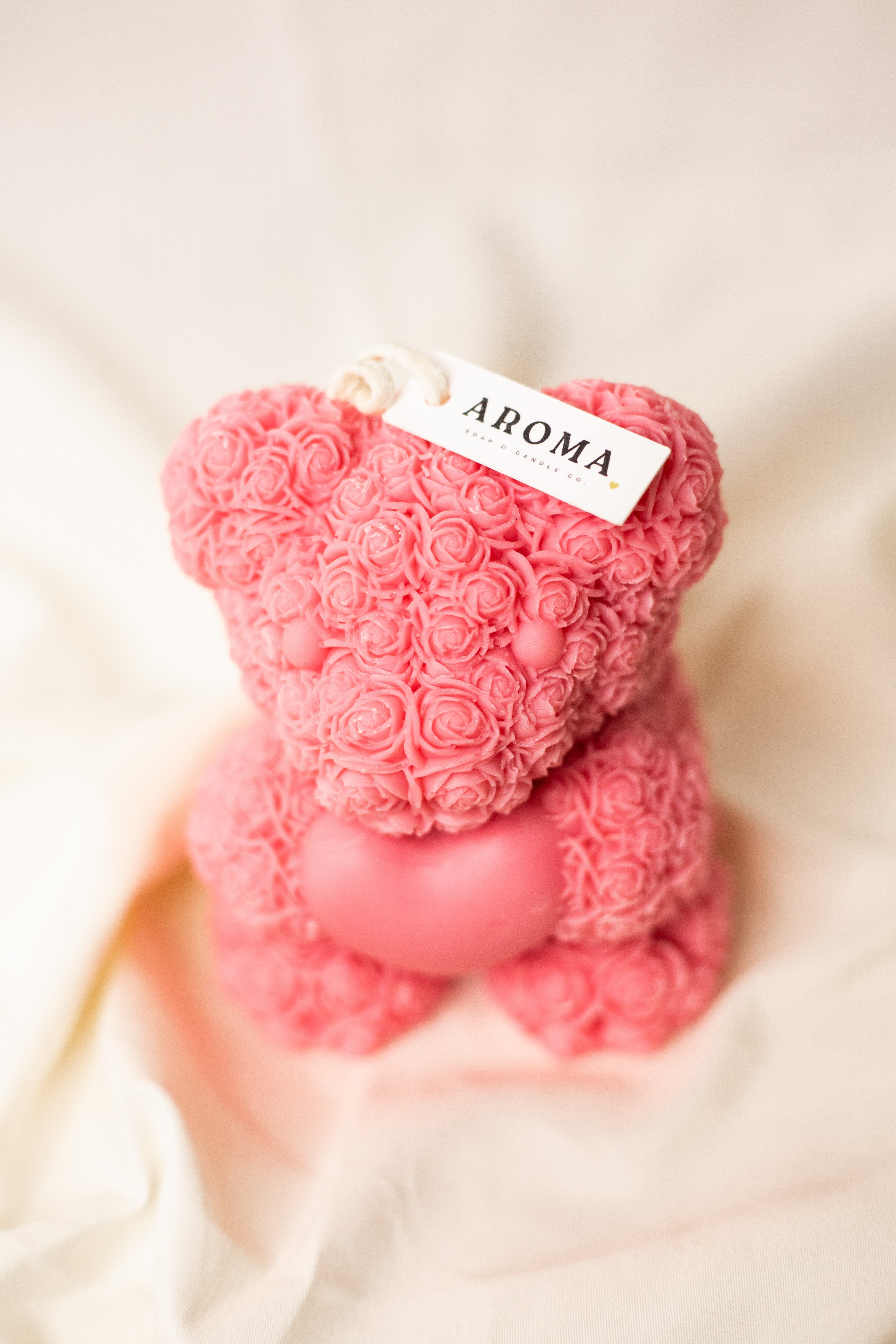 Pink Sand Love Rose Bear Candle