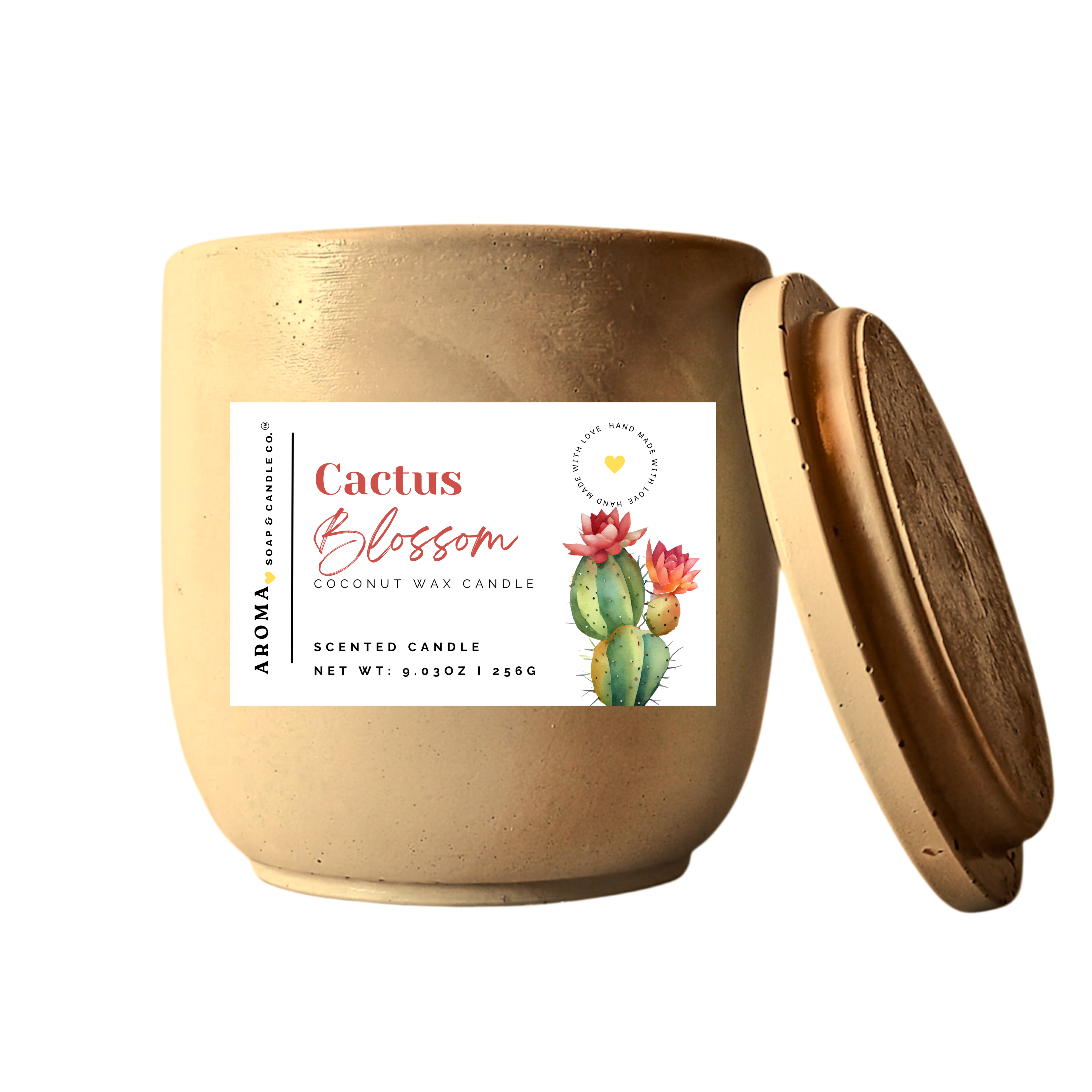 Cactus Blossom Concrete Jar Candle