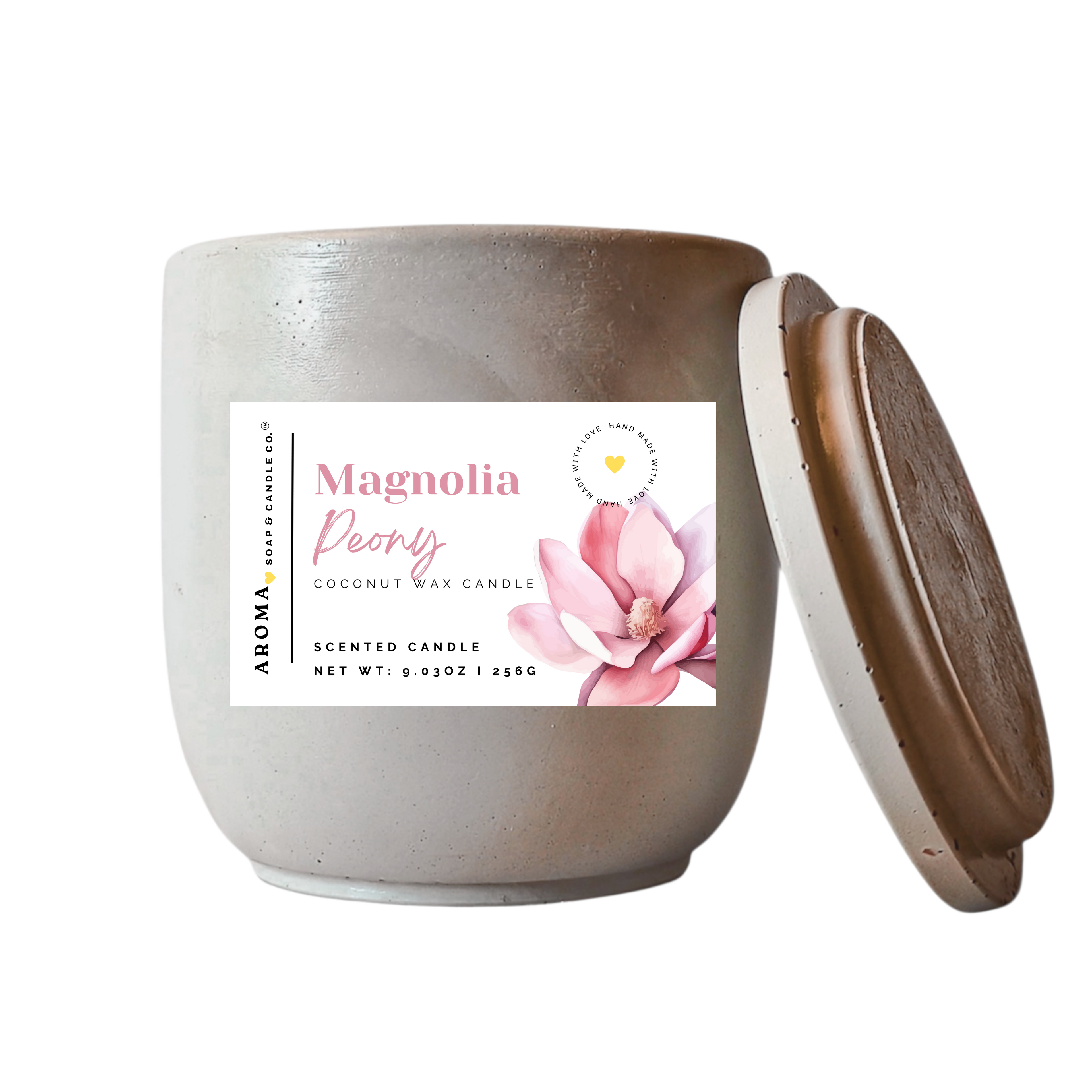Magnolia Peony Concrete Jar Candle
