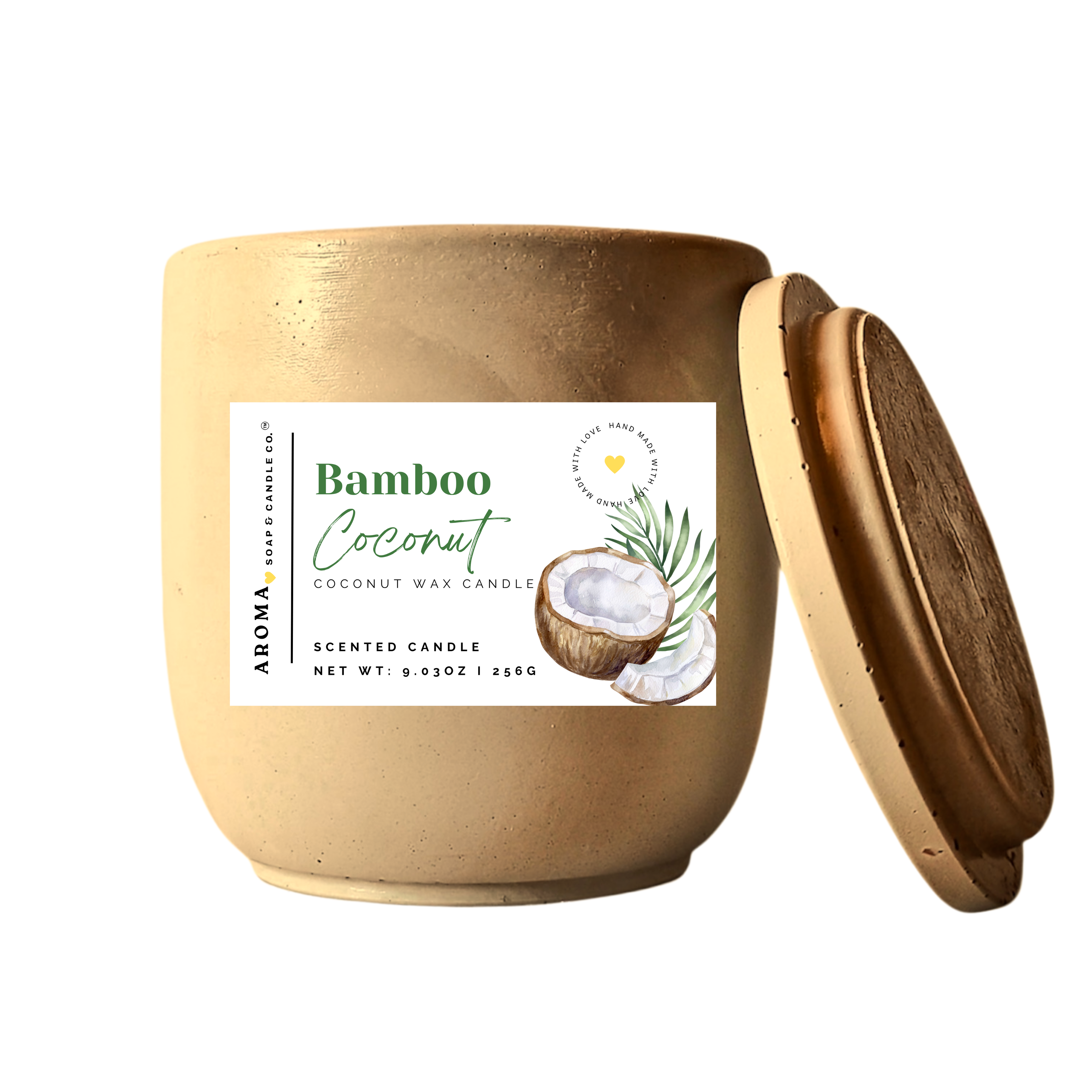 Bamboo Coconut Concrete Jar Candle