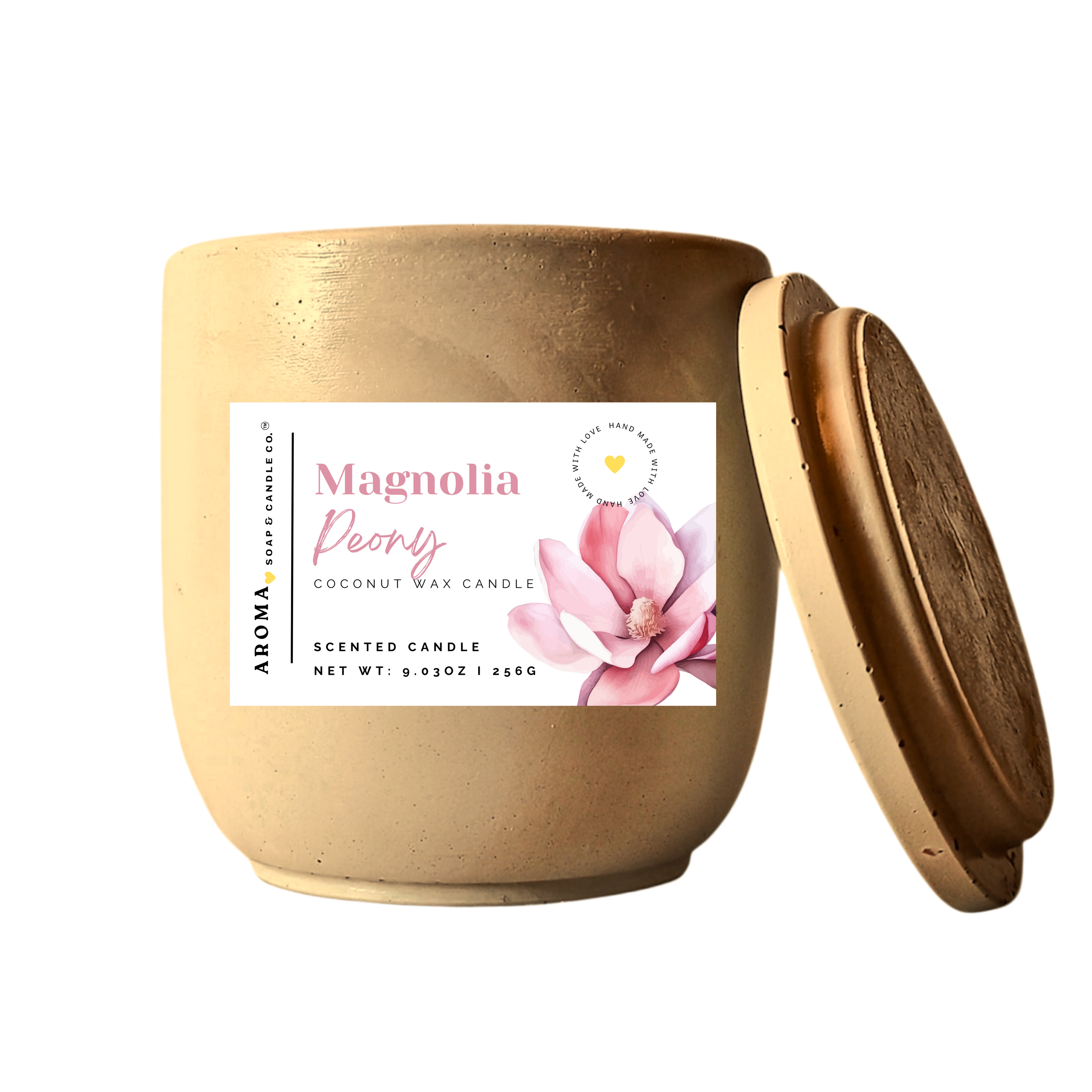 Magnolia Peony Concrete Jar Candle