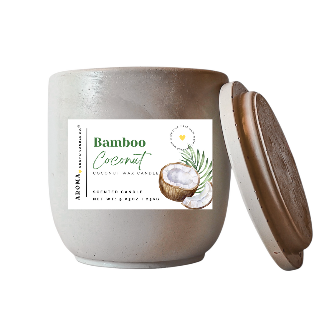Bamboo Coconut Concrete Jar Candle