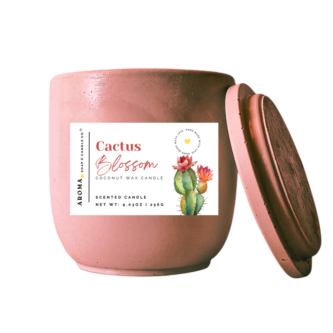 Cactus Blossom Concrete Jar Candle