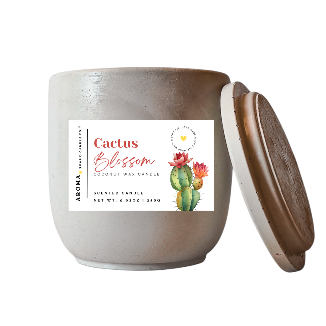 Cactus Blossom Concrete Jar Candle