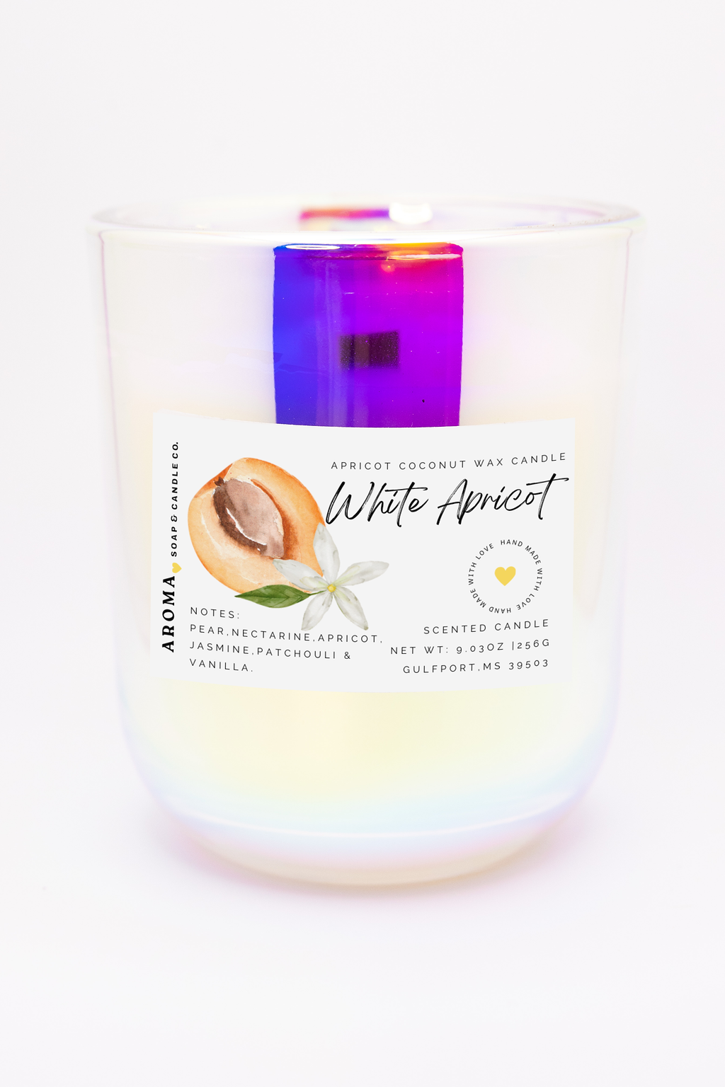 White Apricot Coconut Wax Candle