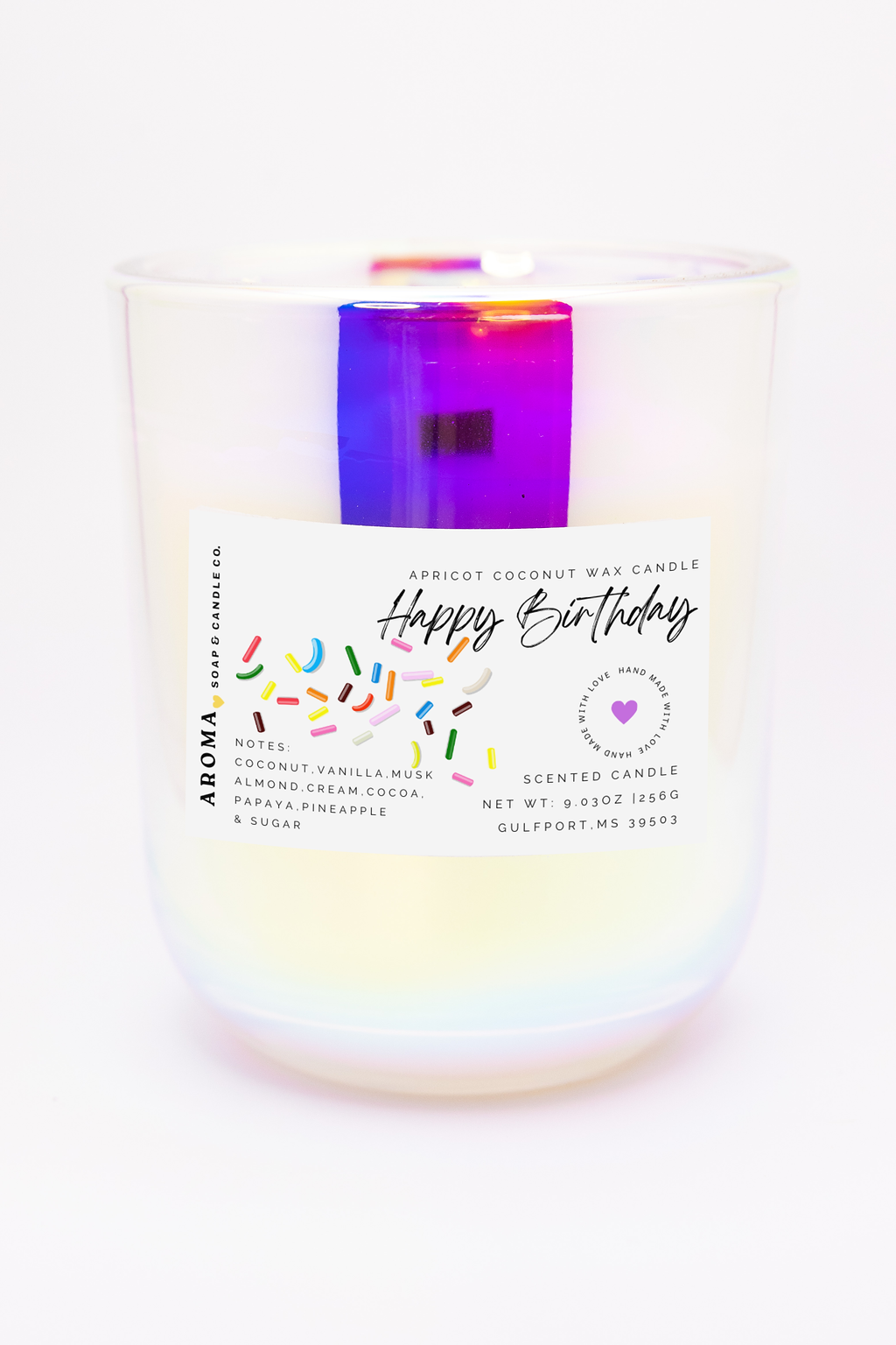 Happy Birthday Apricot Coconut Wax Candle