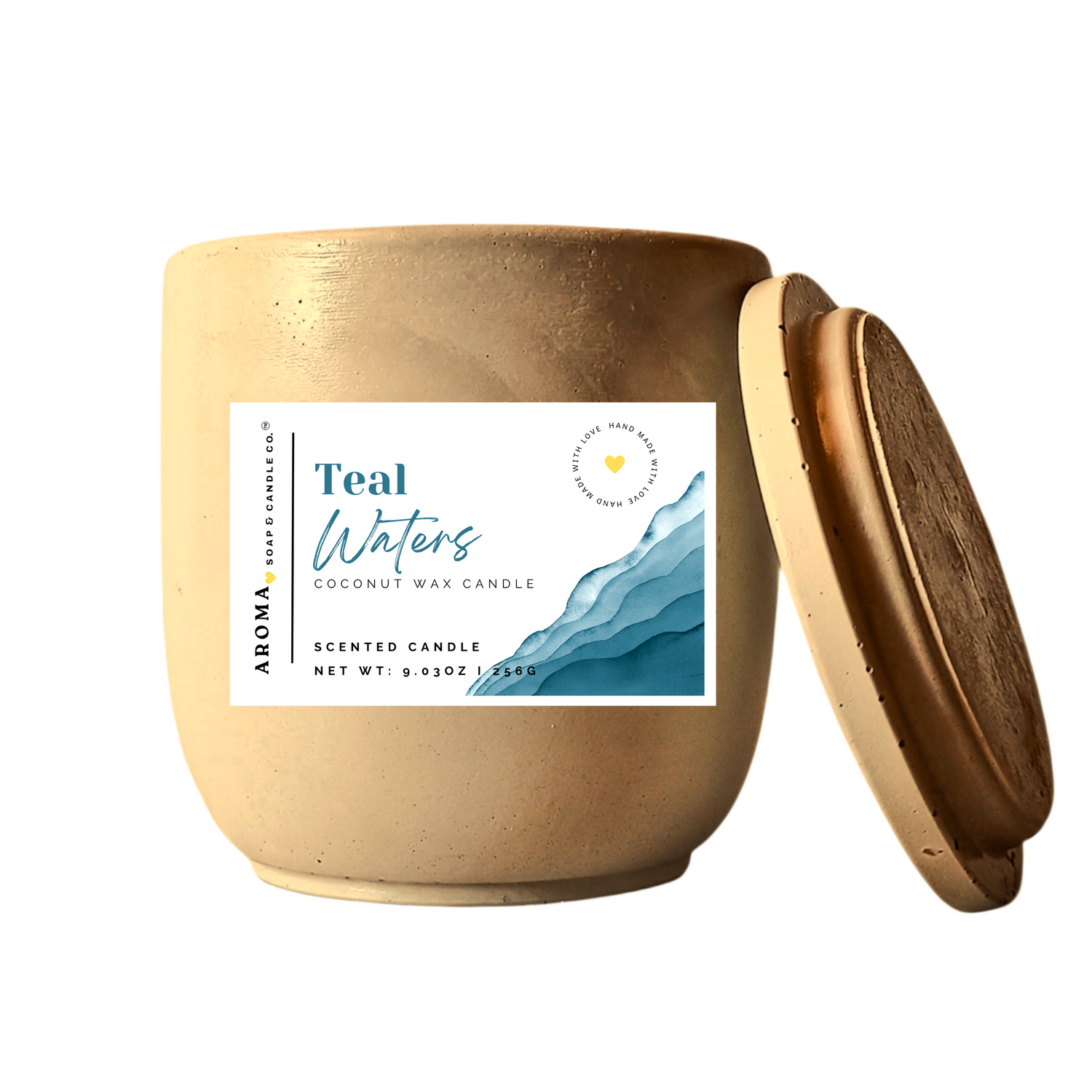 Teal Waters Concrete Jar Candle