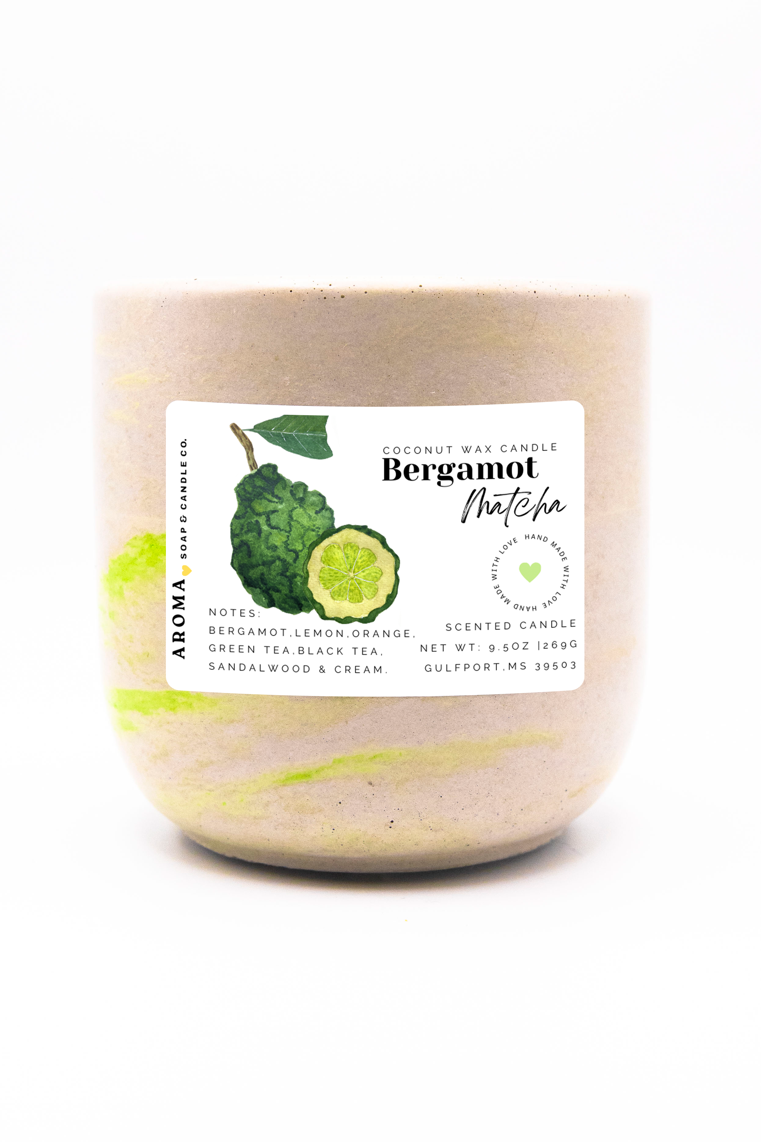 Bergamot Matcha Coconut Wax Candle