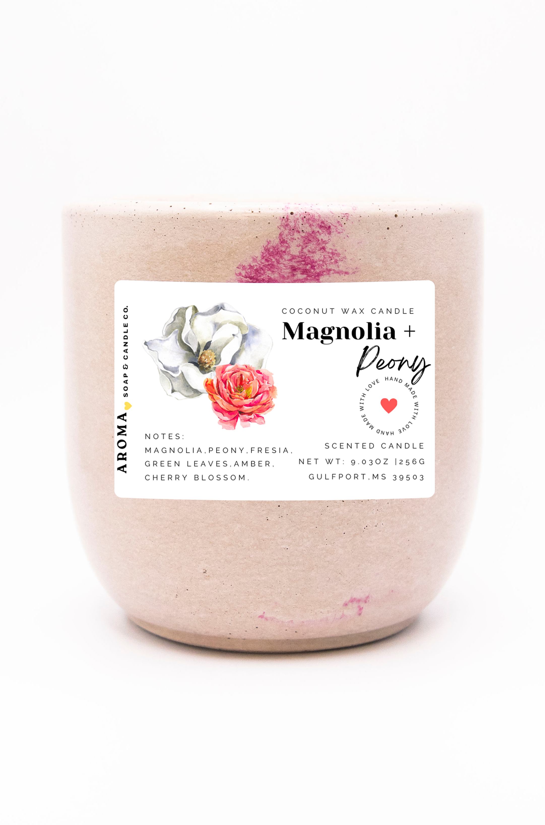 Magnolia + Peony Coconut Wax Candle